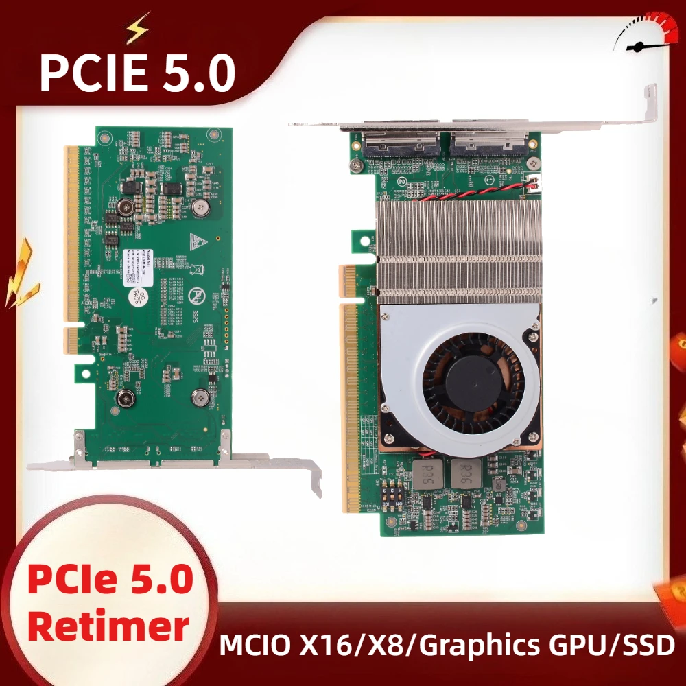 PCIe 5.0 Retimer-Karte MCIO X16/X8/Grafikkarte/SSD PCIe5.0 Externer Retimer MCIO 16X 8X Grafikkarte GPU Festplatten-Erweiterungskarte Image