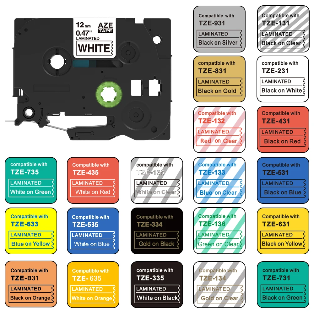 12/18/24 mm kompatibel für Brother P-touch Etikettenband 12 mm laminiertes Etikettenband 18 mm für Etikettendrucker PT710BT D600 P900W E550W 350 Image