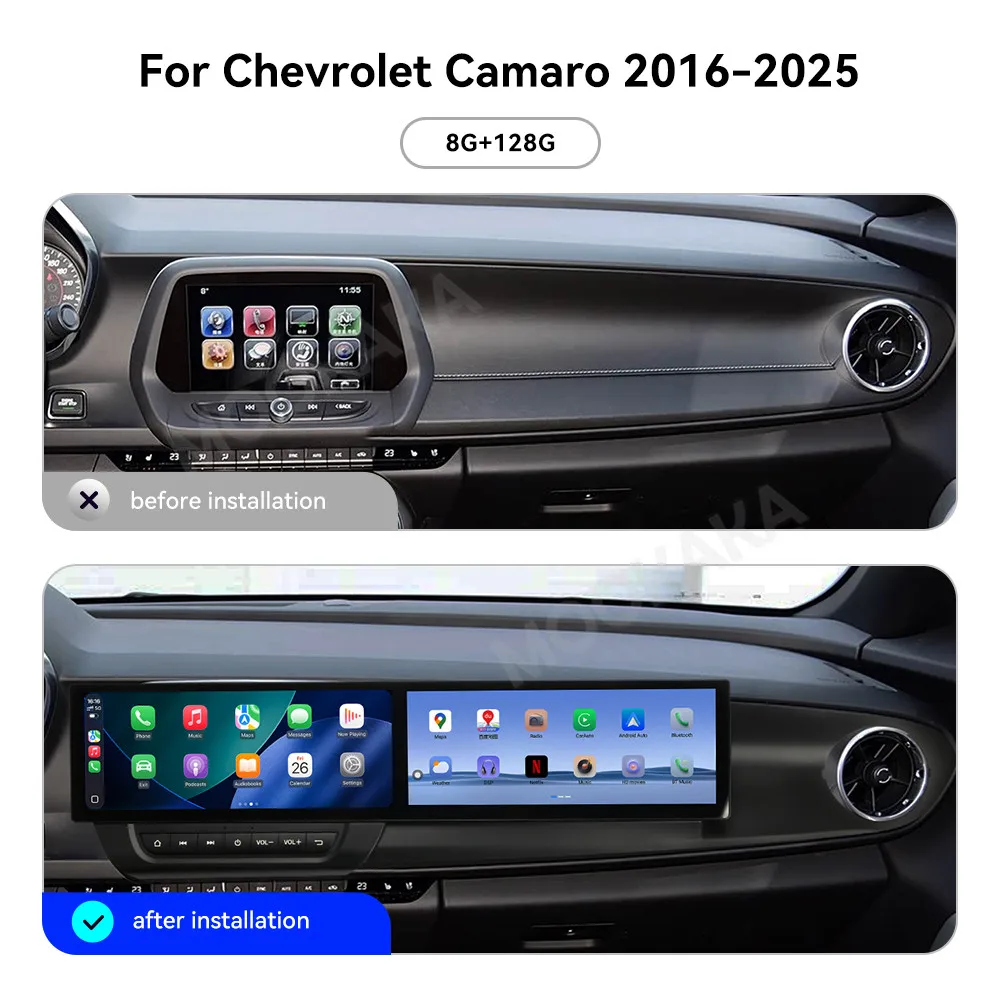 Dual 12,3 ''Wireless Carplay Für Chevrolet Camaro 2016 2017-2025 Multimedia Display Touchscreen Android auto Kopf Einheit 360 Image