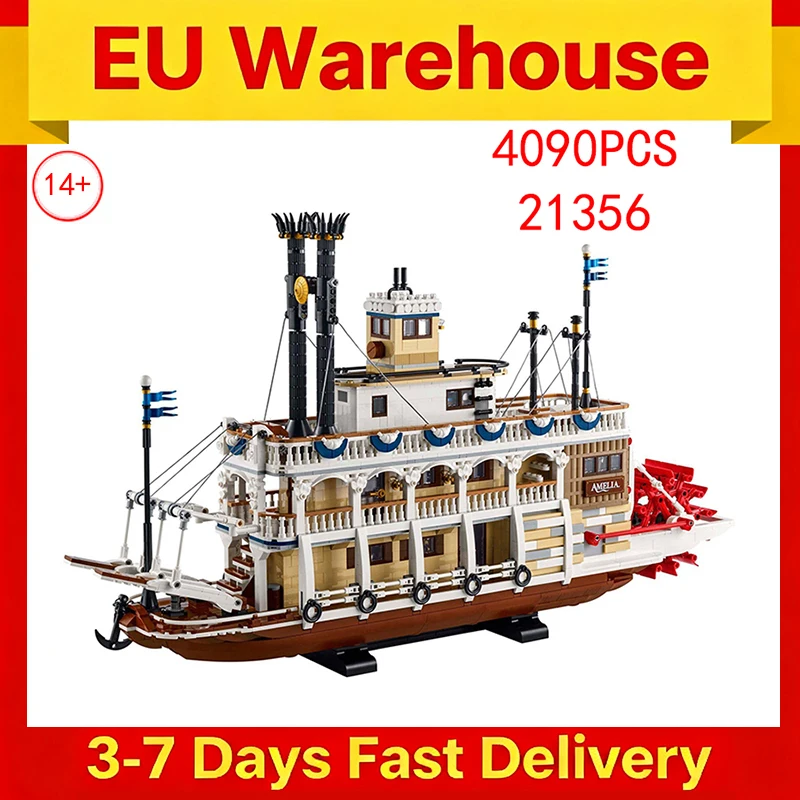4090 Stück Raumdekoration Steamboat Bausteine Bau Schiffsmodell Kinder Erwachsene Weihnachtsgeschenke kompatibel mit 21356 Image