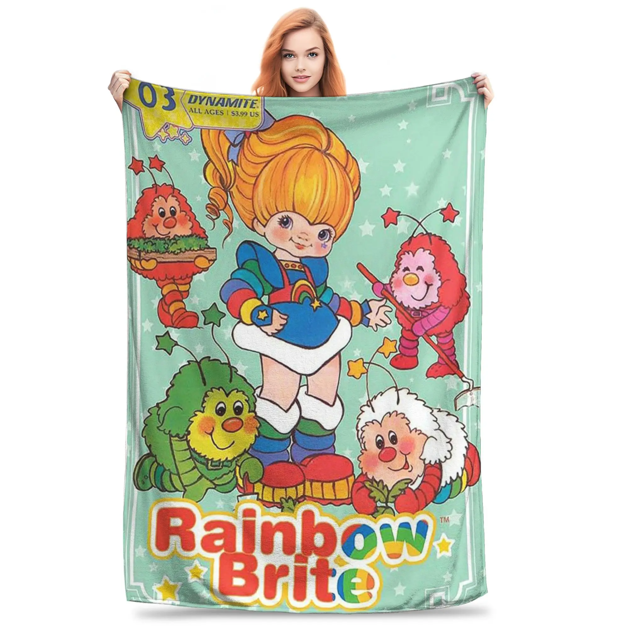 Flanell-Überwurfdecke, Rainbows Brite, warme Plüschdecken, weiche Bettwäsche für Bett, Wohnzimmer, Zuhause, Reisen, Sofa Image