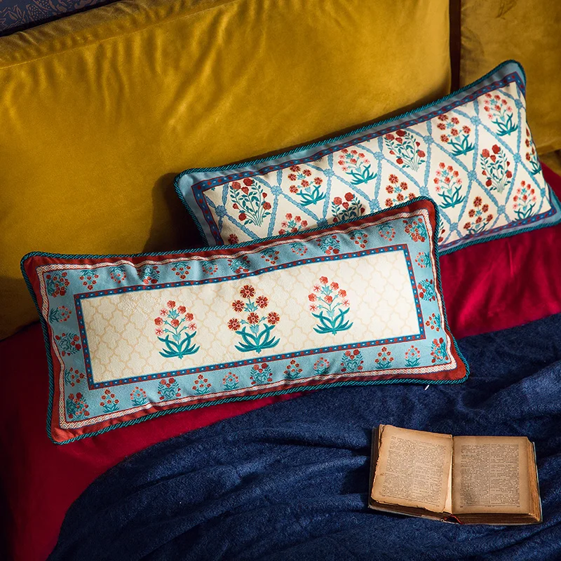 Länglicher, luxuriöser rechteckiger Samt-Kissenbezug für Couch, Kissenbezug, Lendenkissenbezug, Zuhause und Büro, Blau, 30 x 70 cm Image