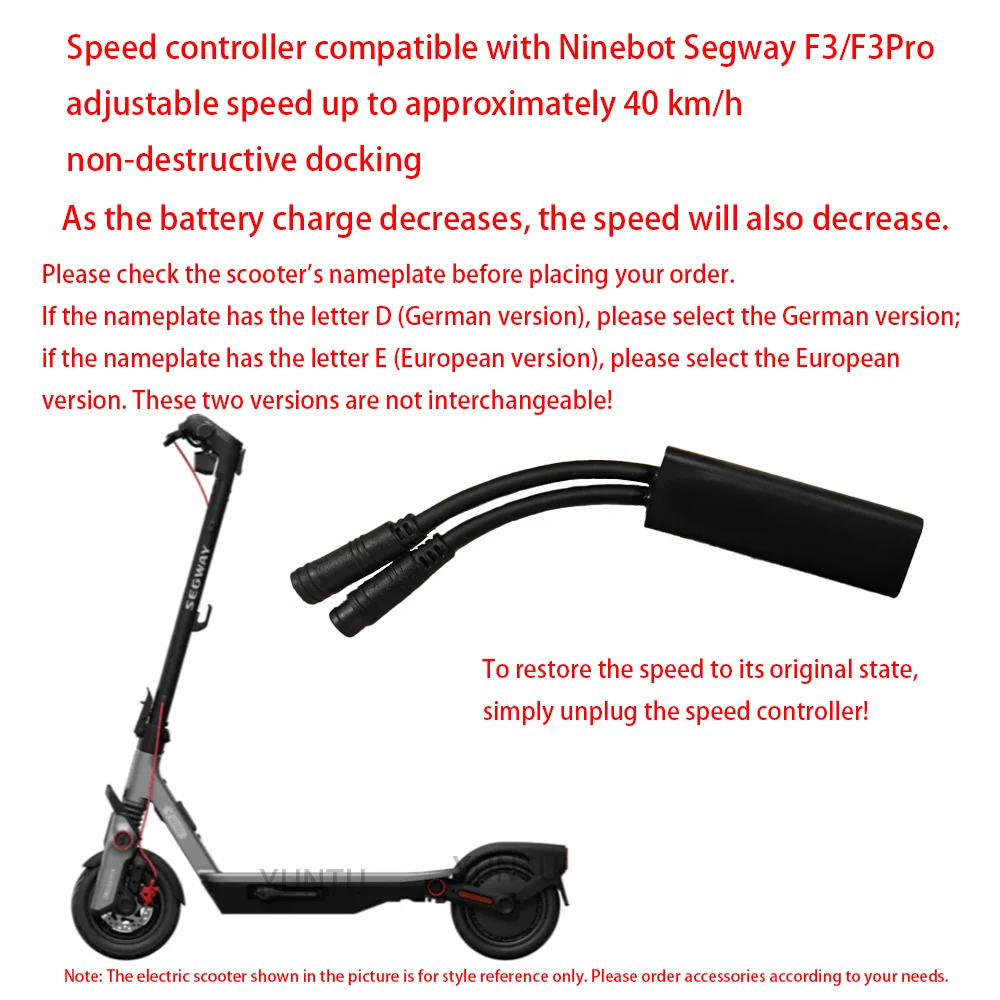 Zerstörungsfreies Docking für Ninebot Segway F3/F3Pro Geschwindigkeitsregler, volle Leistung, keine Lastgeschwindigkeit, 45–50 km/h, Lastgeschwindigkeit 35–40 km/h Image