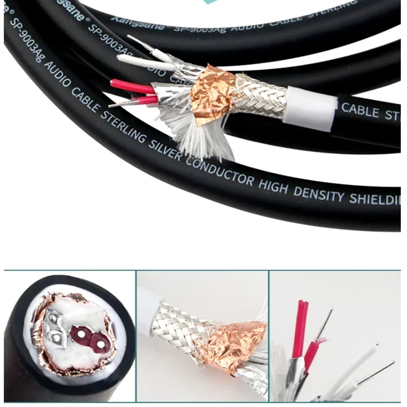 Audiophiles reines Silber Hifi Bulk-Audio kabel 4 Adern DIY XLR RCA Signal leitung Audio-Verlängerung kabel Image