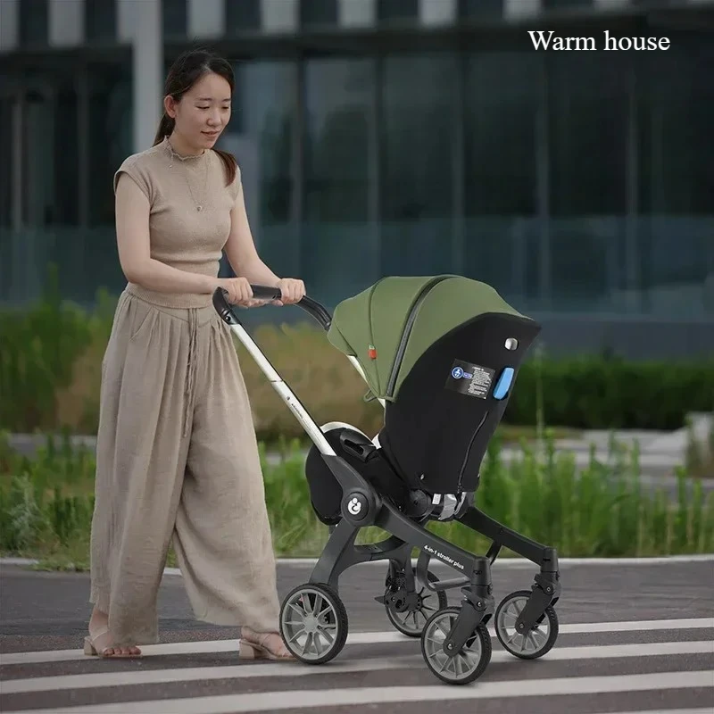 Multifunktionaler Kinderwagen für Neugeborene, tragbarer 4-in-1-Kinderwagen, leichter 3-in-1-faltbarer Korb-Sitz Image