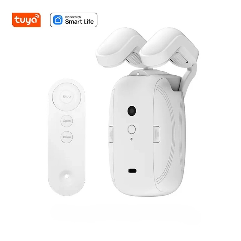 Smart Home Curtain Assistant Remote-Controlled Automatic Smart Curtain Companion Remote Dual-Opening Compatible with Roman Rods and TU Curtain Rods