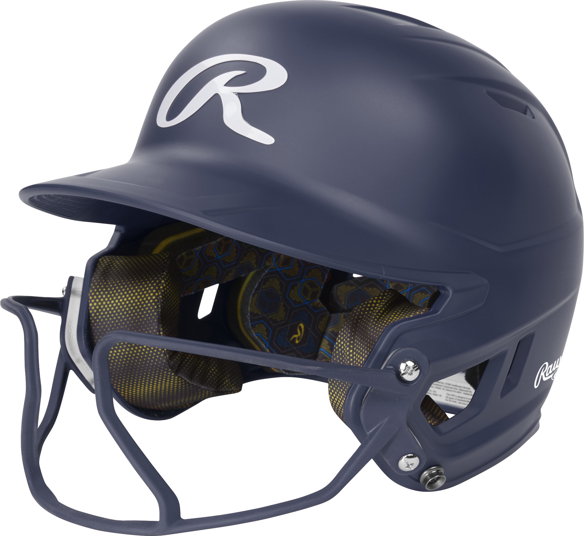 Rawlings Mach HI-VIZ Matte Senior Baseball Batting Helmet with HI-VIZ Face Guard Navy