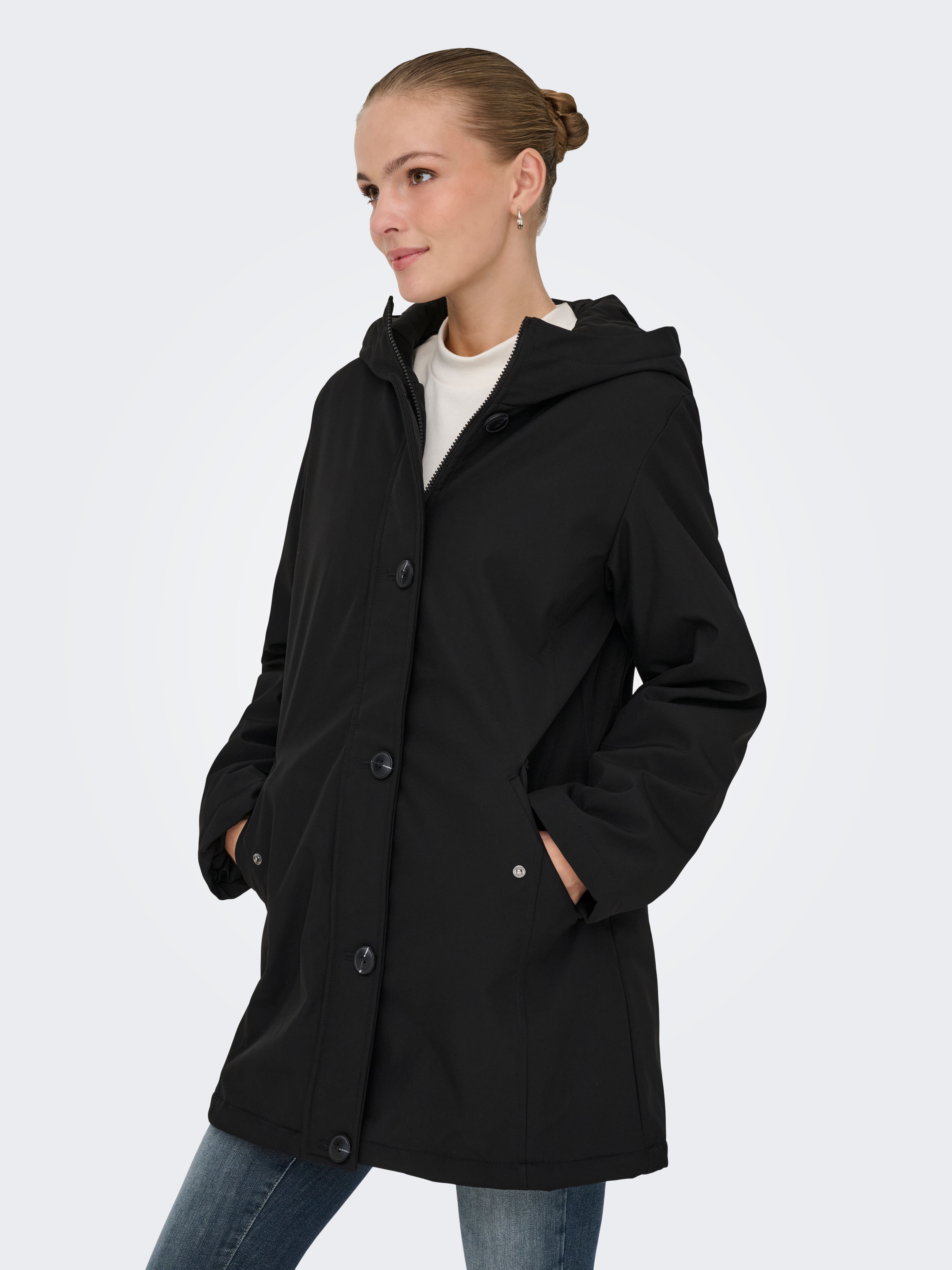 Parka ONLY "ONLOLIVIA LIFE PARKA COAT CS OTW", Damen, Gr. XS, schwarz, Web, Obermaterial: 100% Polyester, unifarben, Jacken Parka Image