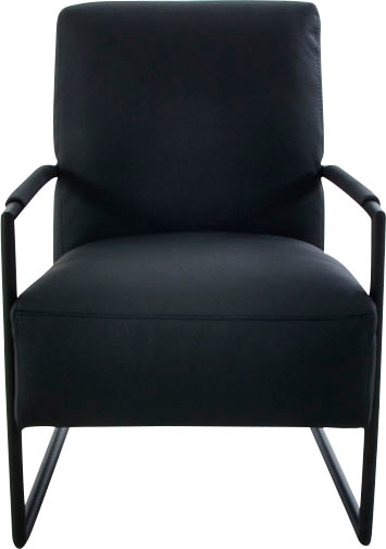 Cocktailsessel K+W KOMFORT & WOHNEN, schwarz (nero), B:62cm H:77cm T:83cm, Sessel, Cocktailsessel, mit bezogenen Armlehnen, Gestell in Metall schwarz Struktur