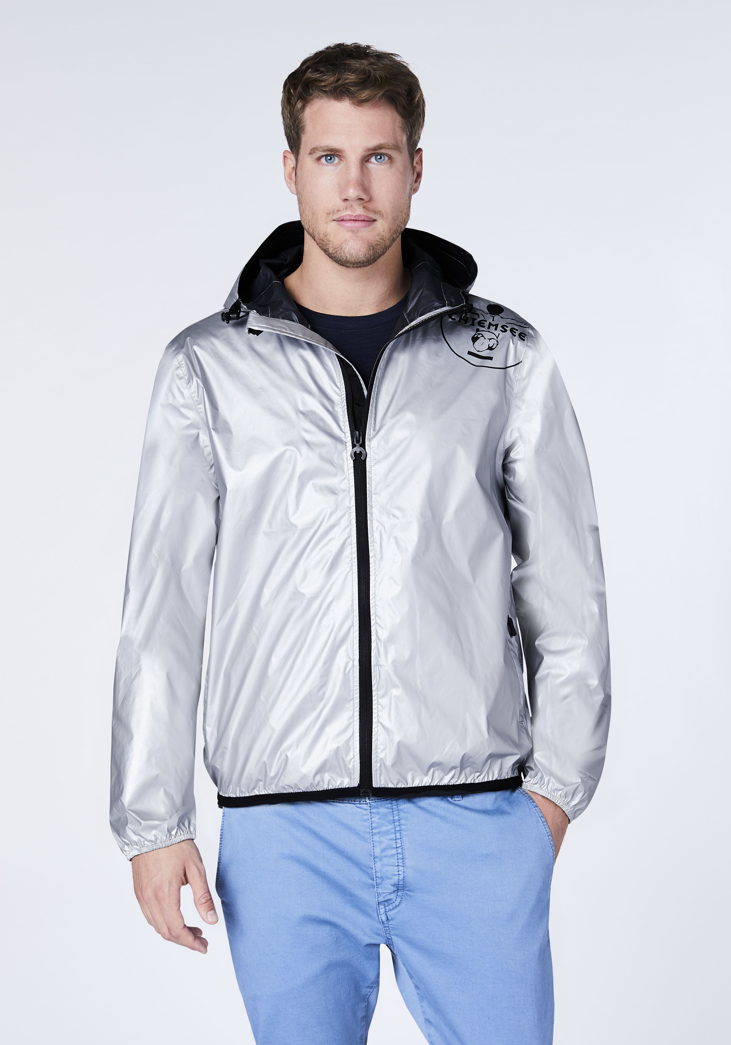 Regenjacke CHIEMSEE, Herren, Gr. M (48/50), silber (silber metalic), 100% Polyamid, Jacken Regenjacke
