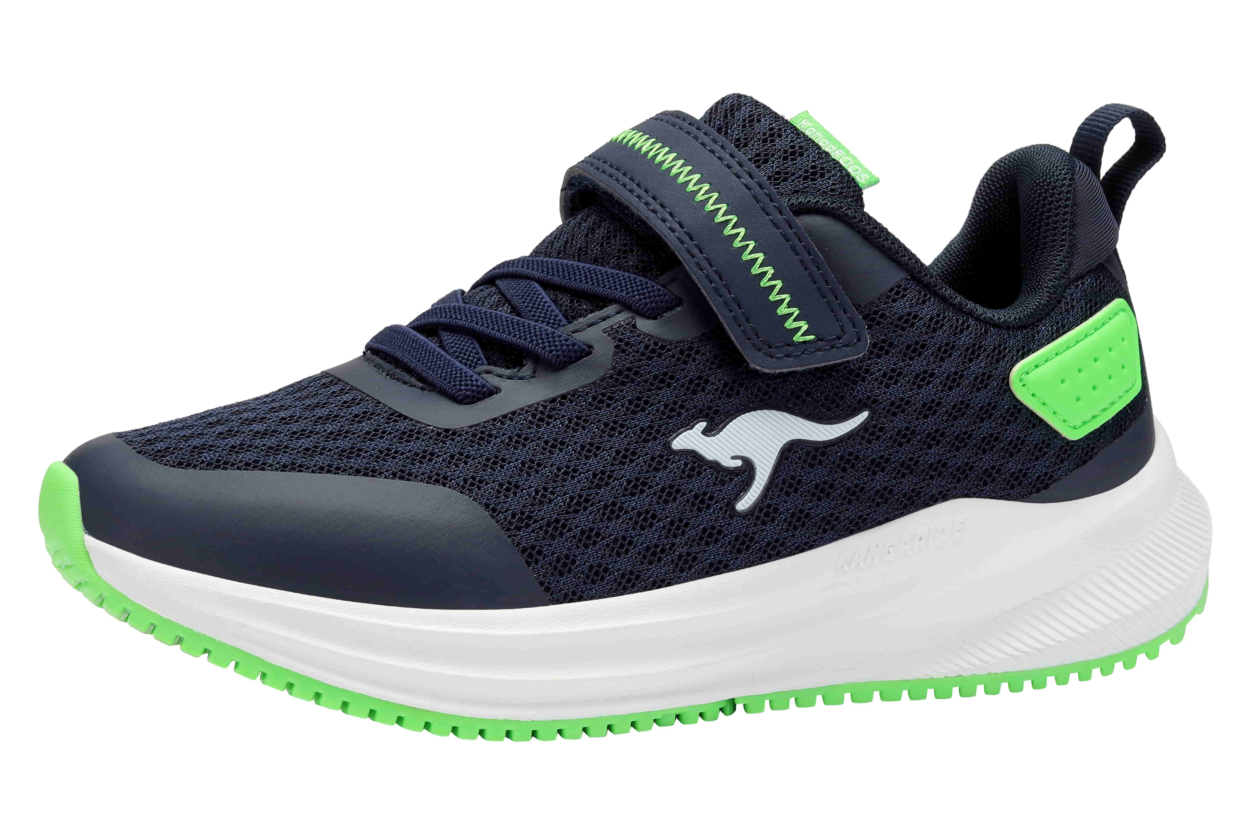 Sneaker KANGAROOS "K-RDK FAM EV", Damen, Gr. 30, dk navy, lime, Mesh, Synthetik, Schuhe Sneaker