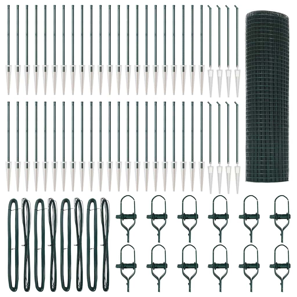 vidaXL Zaunpfosten Grün 100 x 0,8 m (12 x 12 mm Maschen) Stahl und PVC Image