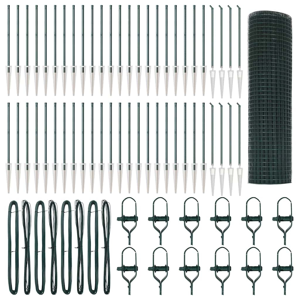 vidaXL Zaunpfosten Grün 100 x 0,6 m (25 x 25 mm Maschen) Stahl und PVC Image