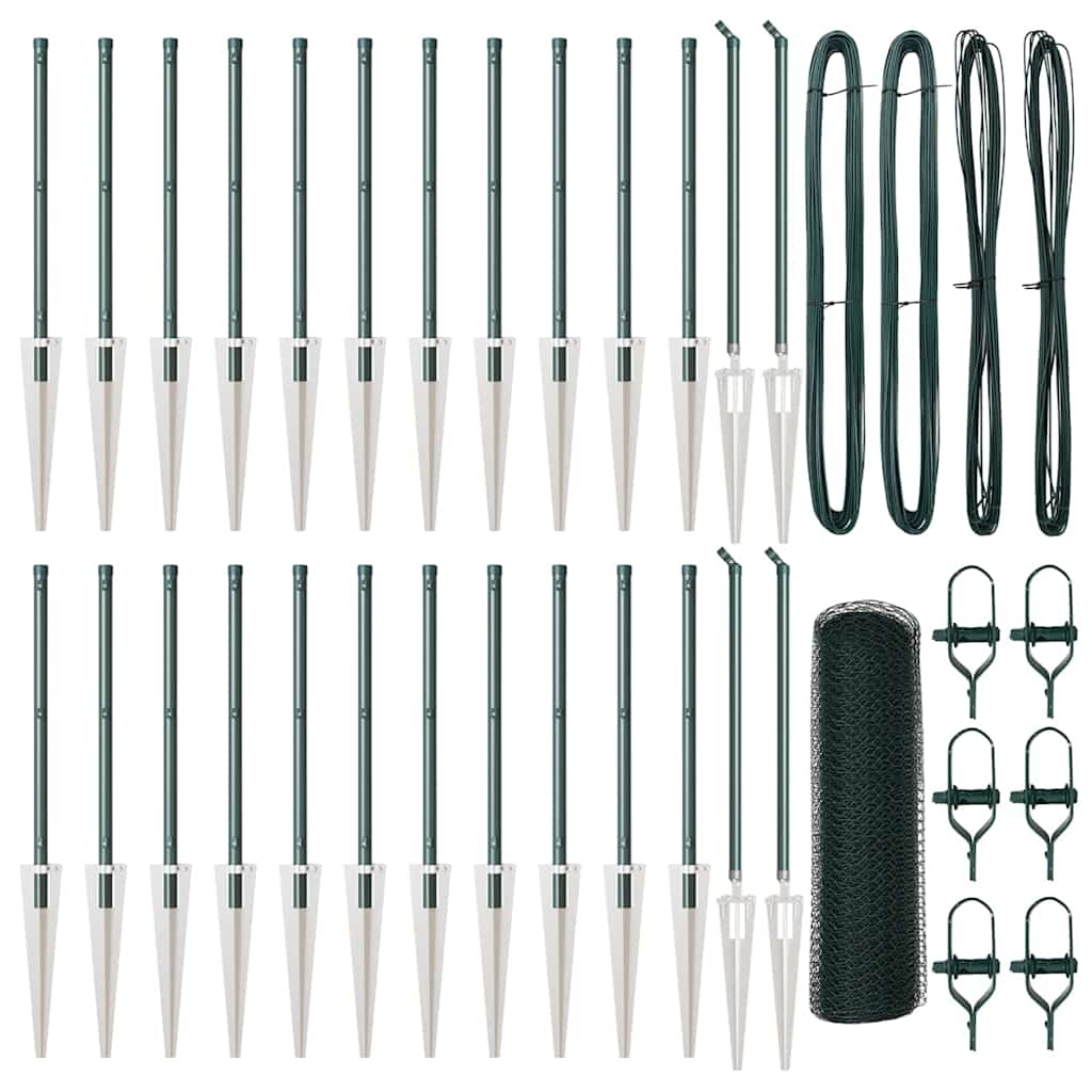 vidaXL Zaunpfosten Grün 50 x 0,6 m (25 mm Mesh) Stahl und PVC Image