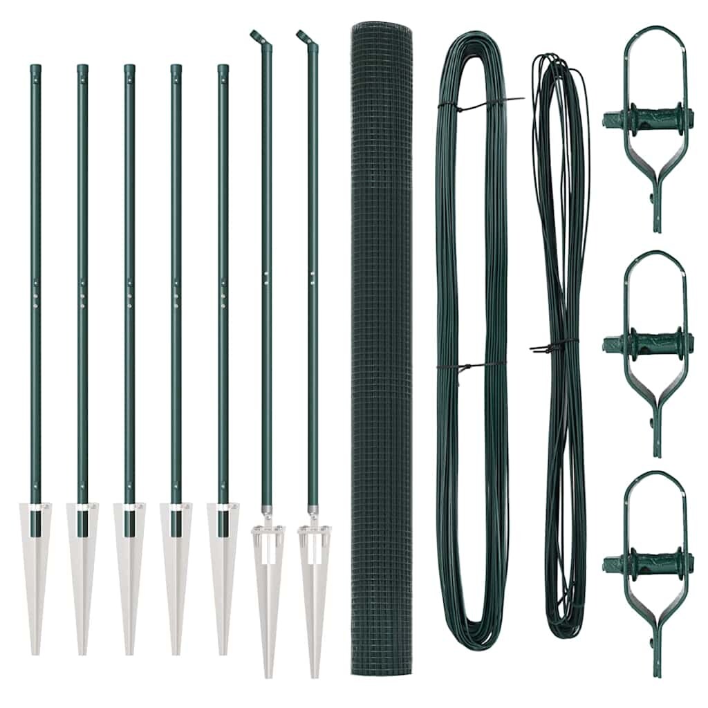 vidaXL Zaunpfosten Grün 10 x 1,5 m (16 x 16 mm Gitter) Stahl und PVC Image