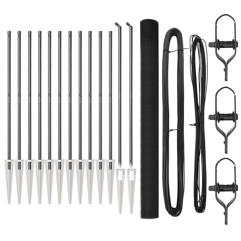 vidaXL Zaunpfosten Grau 50 x 1,5 m (12 x 12 mm Maschen) Stahl und PVC Image