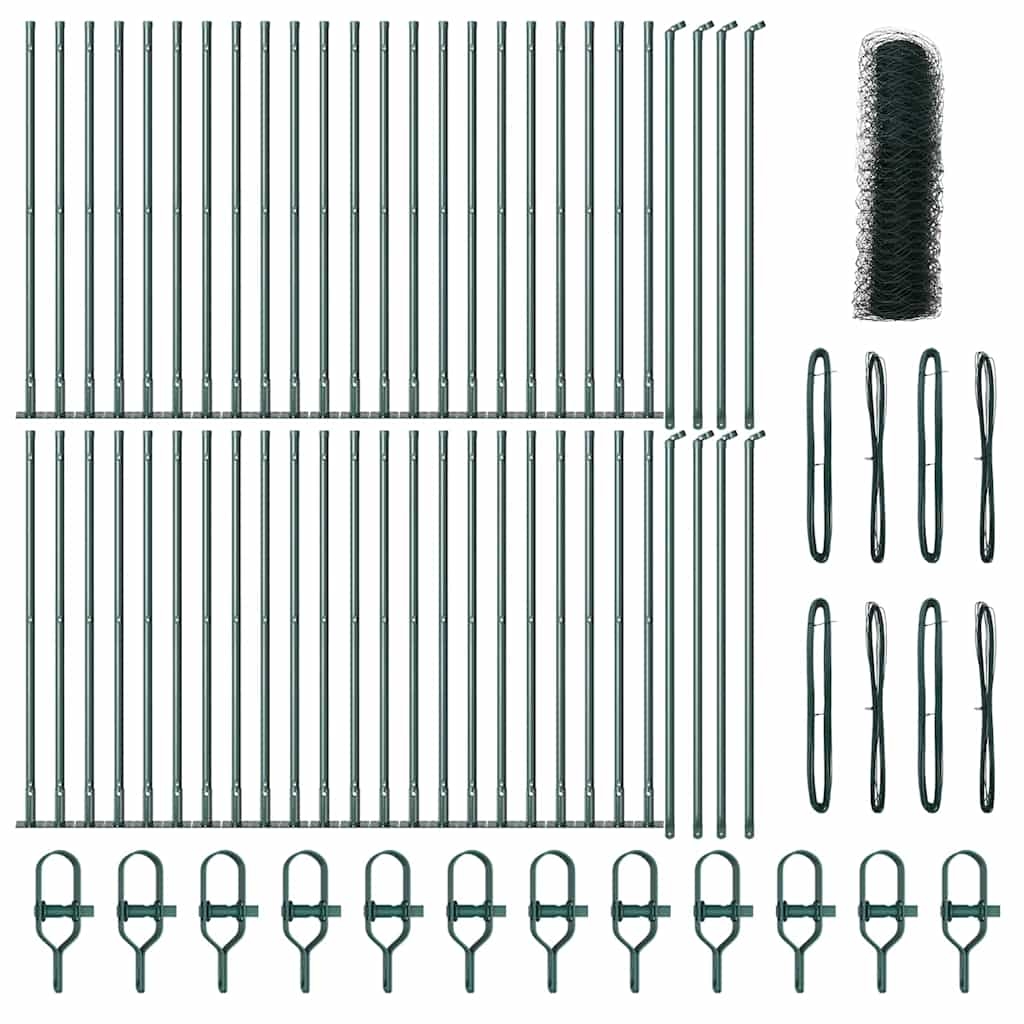 vidaXL Zaunpfosten Grün 100 x 0,6 m (50 mm Masche) Stahl und PVC Image