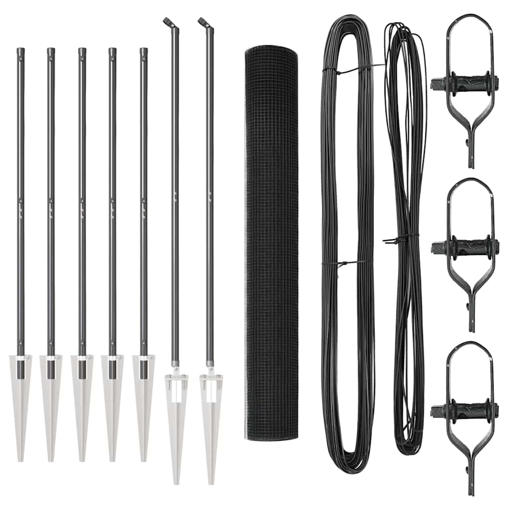 vidaXL Zaunpfosten Grau 10 x 1,2 m (25 x 25 mm Maschen) Stahl und PVC Image