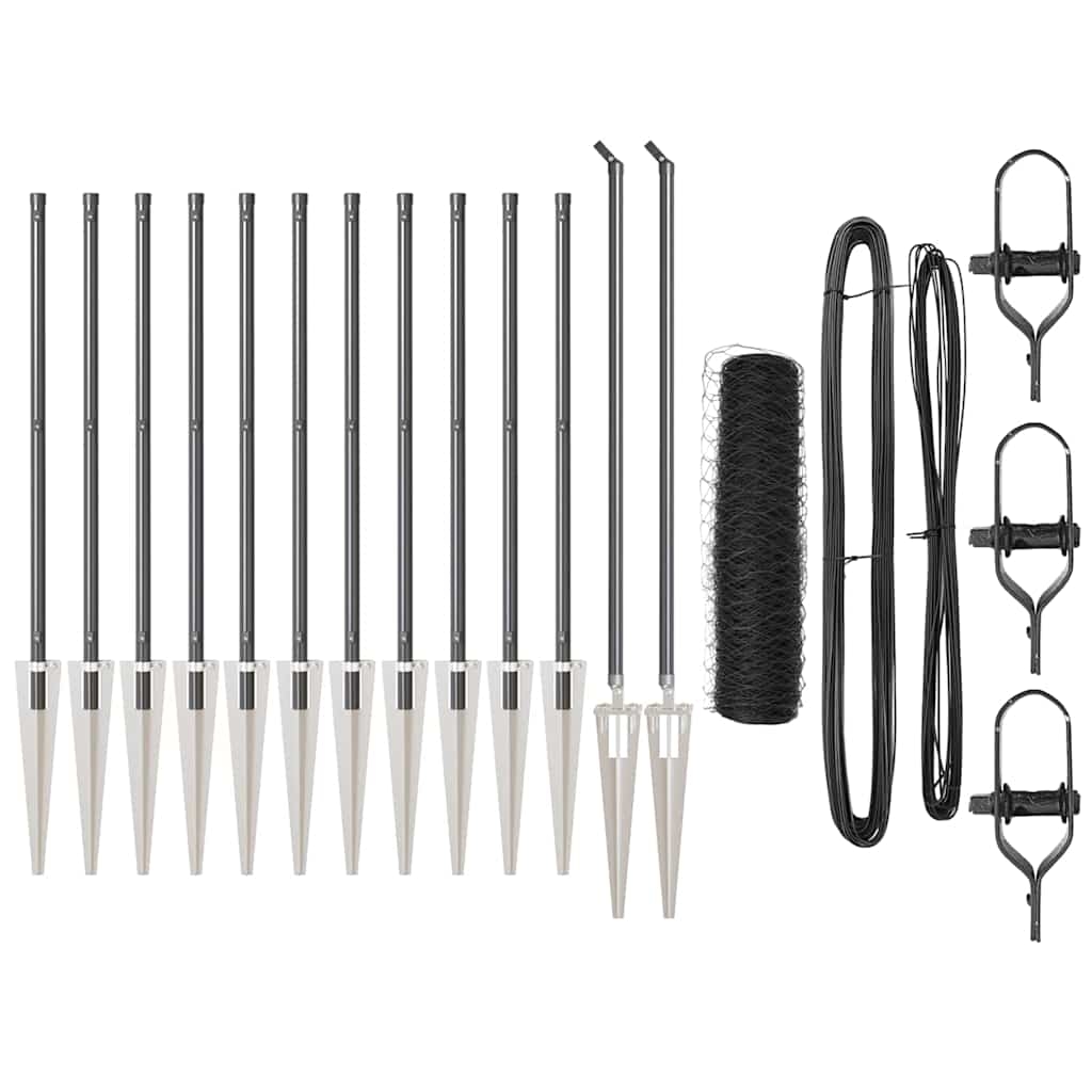 vidaXL Zaunpfosten Grau 25 x 0,6 m (36 mm Maschen) Stahl und PVC Image