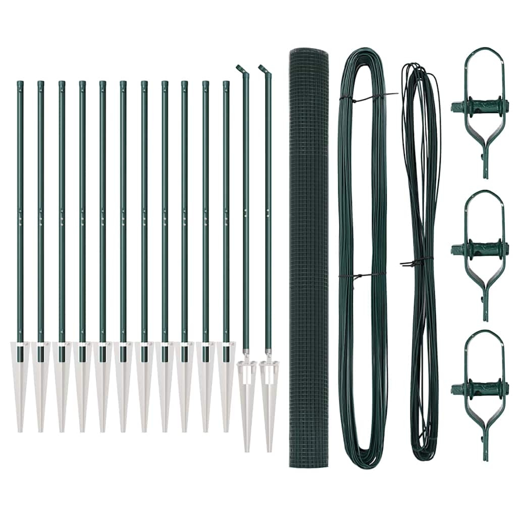 vidaXL Zaunpfosten Grün 25 x 1,5 m (16 x 16 mm Netz) Stahl und PVC Image