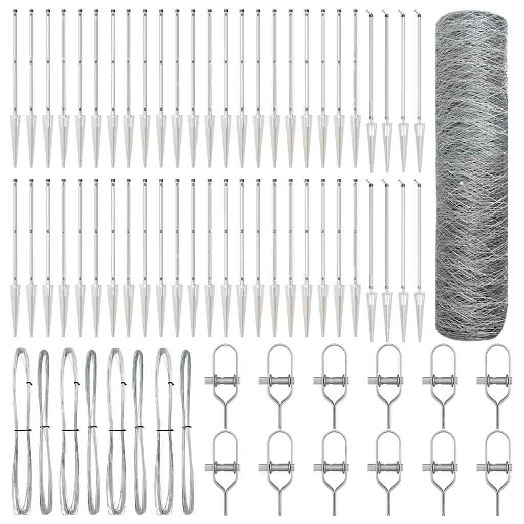 vidaXL Zaunpfosten Silber 100 x 0,8 m (50 mm Maschen) Stahl Image
