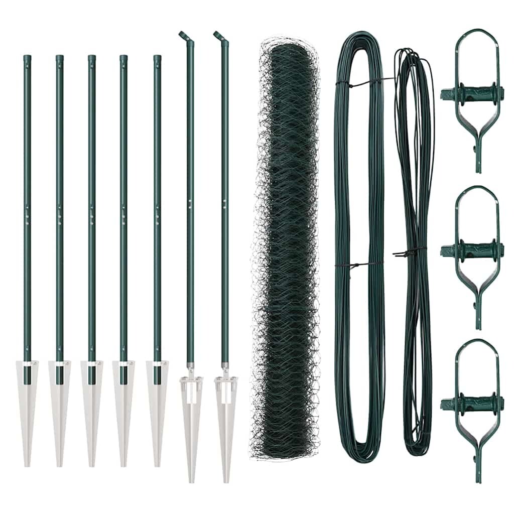 vidaXL Zaunpfosten Grün 10 x 1,2 m (36 mm Netz) Stahl und PVC Image