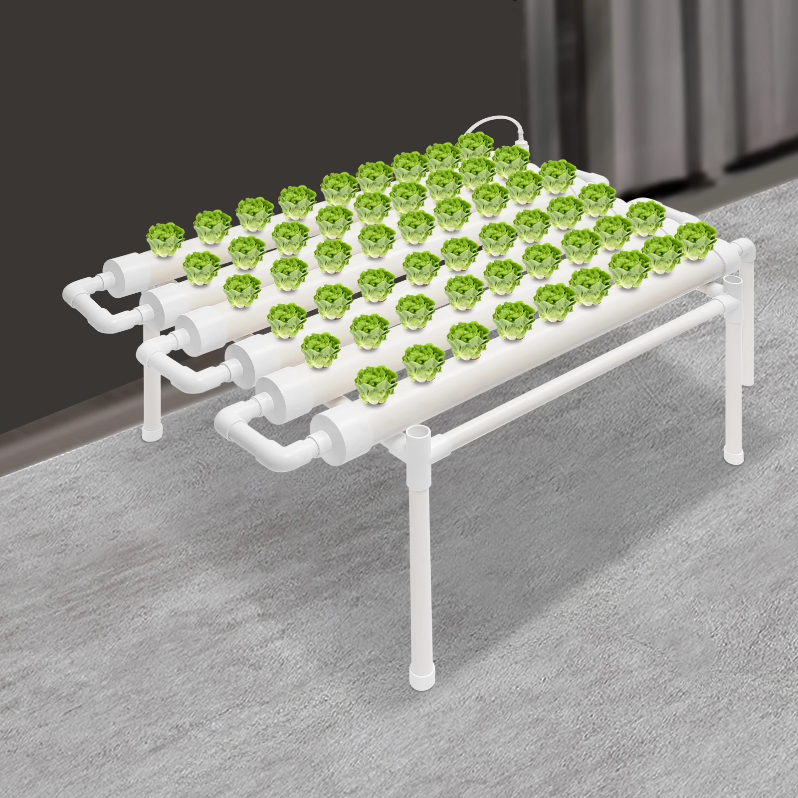 54 Sites Hydroponik-Anbausystem-Set, 102 x 62 x 35 cm, PVC-U-Rohr, für Garten, Gemüse, Garten, Anbau, Ausrüstung Image