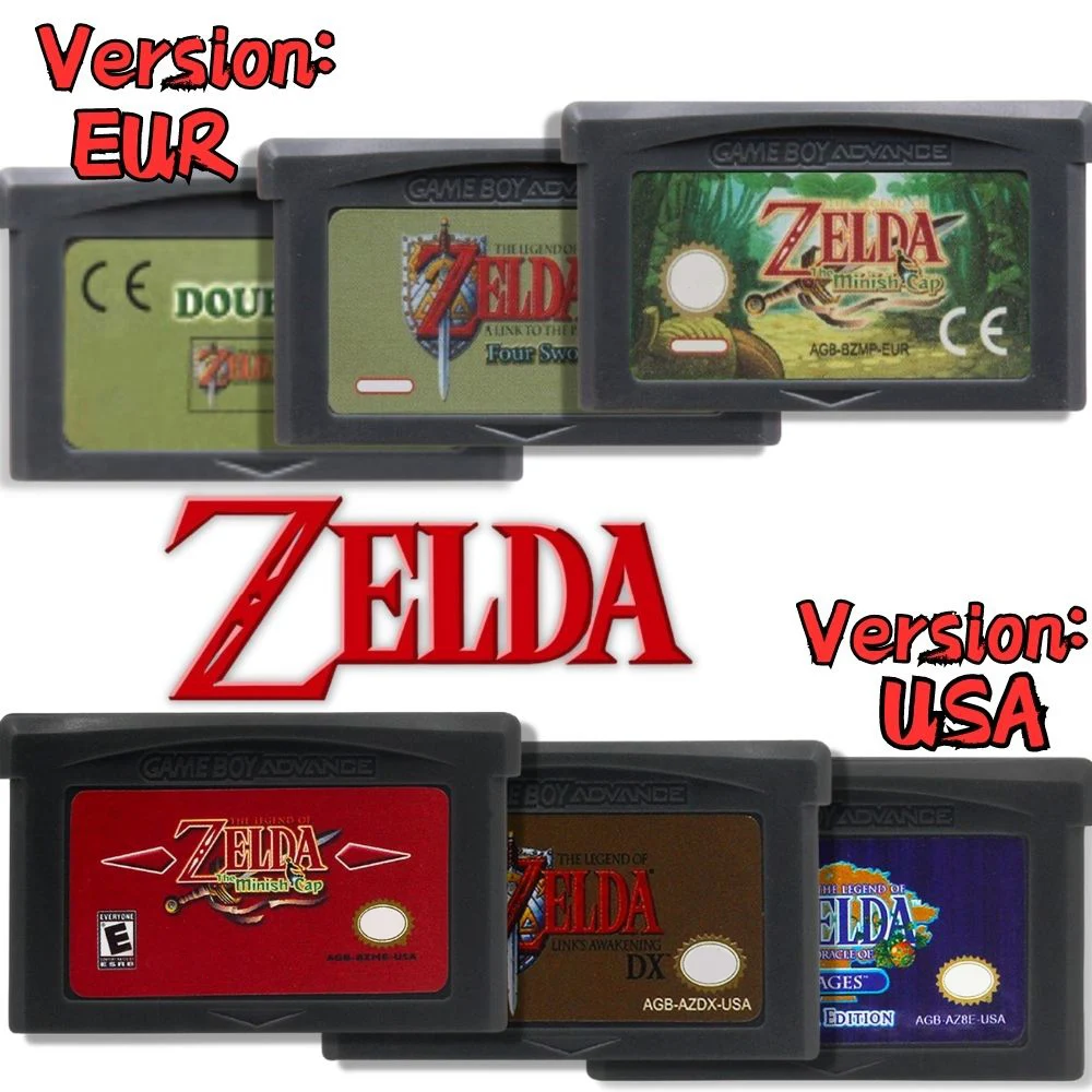 GBA Game Cartridge 32 Bit Video Game Console Four Swords Game Card Link To The Past Awakening DX Minish Cap Oracle of Seasons