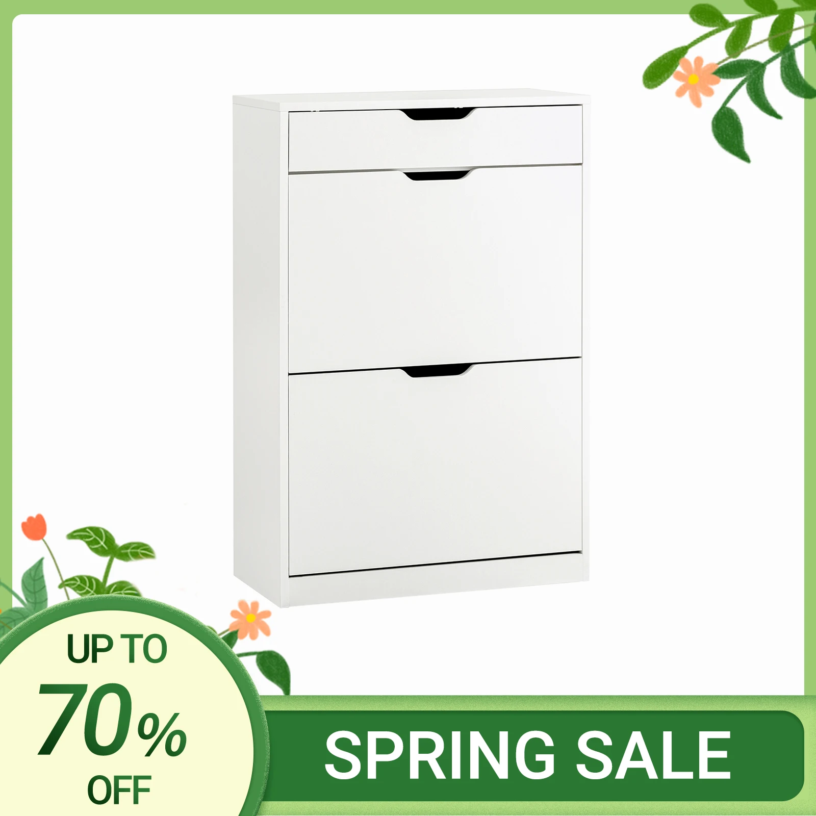 SoBuy FSR180-W Schuhkipper mit 4 Klappen, Schuhregal mit 8 Ablageflächen Weiß BHT ca. 60x90x30cm