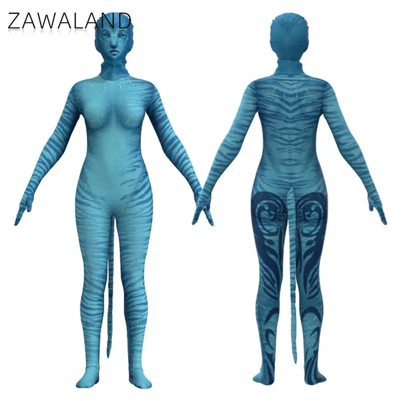 Zawaland Avatar 2-Wege-Kostüm, passender Familien-Cosplay-Body, Karneval, Halloween, Party-Outfit, Bühnenaufführung, Anzieh Image