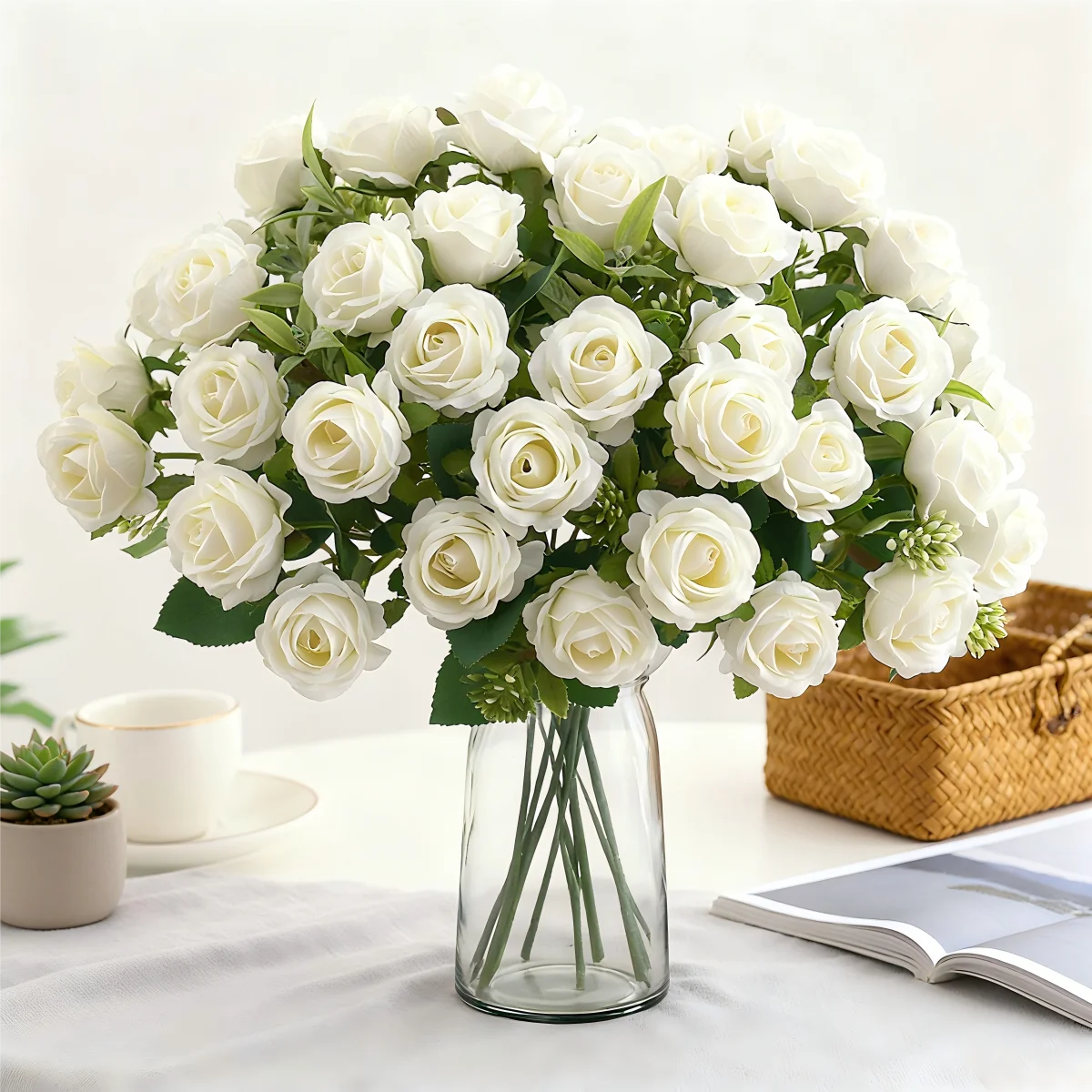 1/3PCS Artificial Flower Ten Head Silk Rose Bundle Scrapbook Valentine Wedding Outdoor Garden Party Room Vase Table Decoration