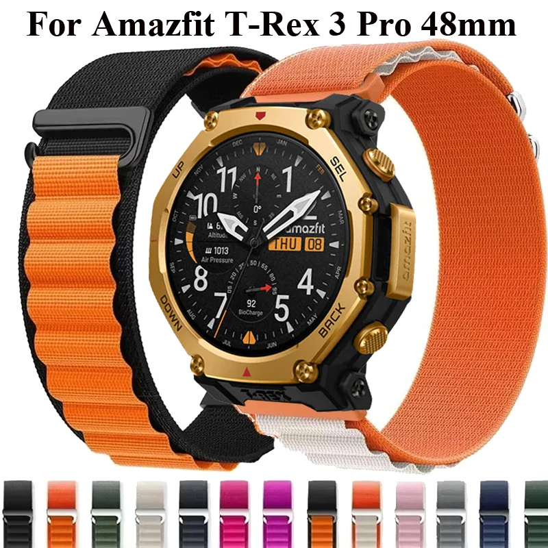 Alpine Loop für Amazfit T-Rex 3 Pro 48 mm 44 mm Sport 20 mm 22 mm Nylonarmband für Amazfit Helio/Bip 3 5 6/Balance 2/GTR/GTS4 3 2 mini Image