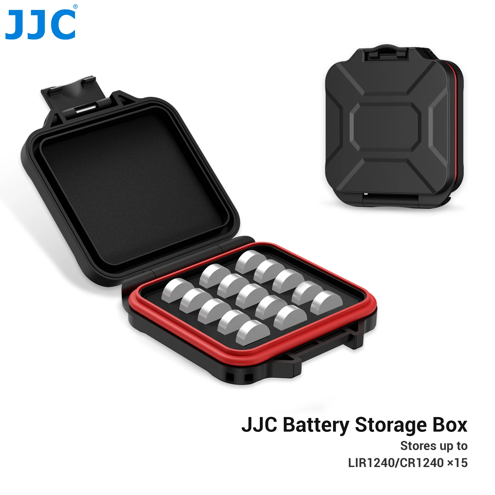 JJC LIR1240 Batteriegehäuse-Halter, Aufbewahrung, Knopfzellen-Batteriegehäuse für 15 x LIR1240 CR1240 Lithium-Batterien, wasserabweisend Image