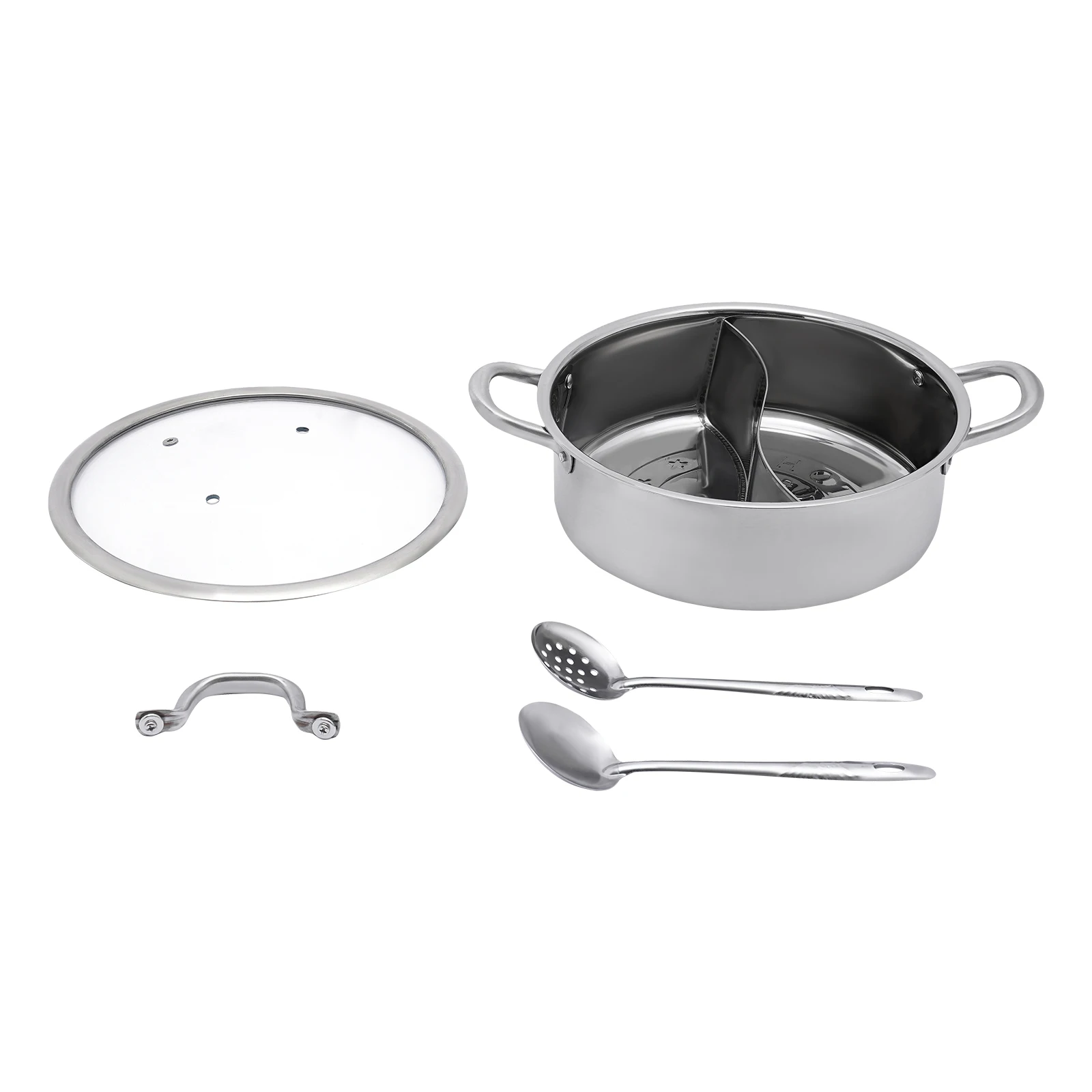 Hotpot-Topf mit großem Fassungsvermögen und Glasdeckel – Doppelsuppenbasis-Design zum Kochen zu Hause Image