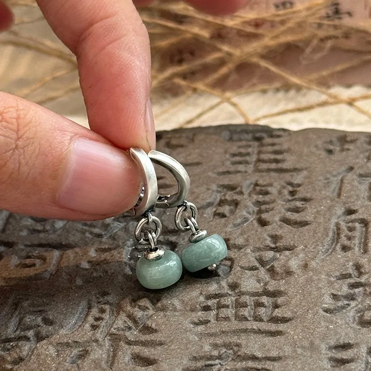 Neue 925 Sterling Silber Tropfen Ohrringe Jade Perle Vintage Elegante Geometrische Für Frauen Mädchen Geschenk Schmuck Dropshipping Großhandel