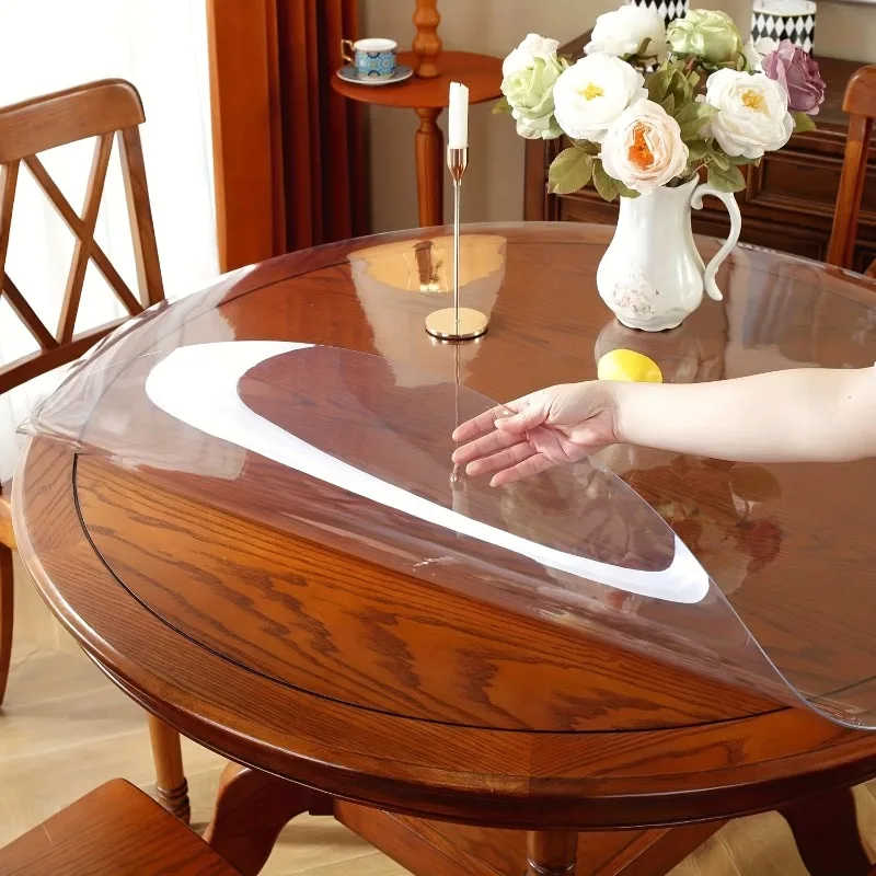 1 stücke 120 cm/47 in Runde Matte PVC Runde Tisch Schutz Tisch Abdeckung Pad Wärme Wasserdichte Tischdecke Oberfläche für Küche Kaffee Image