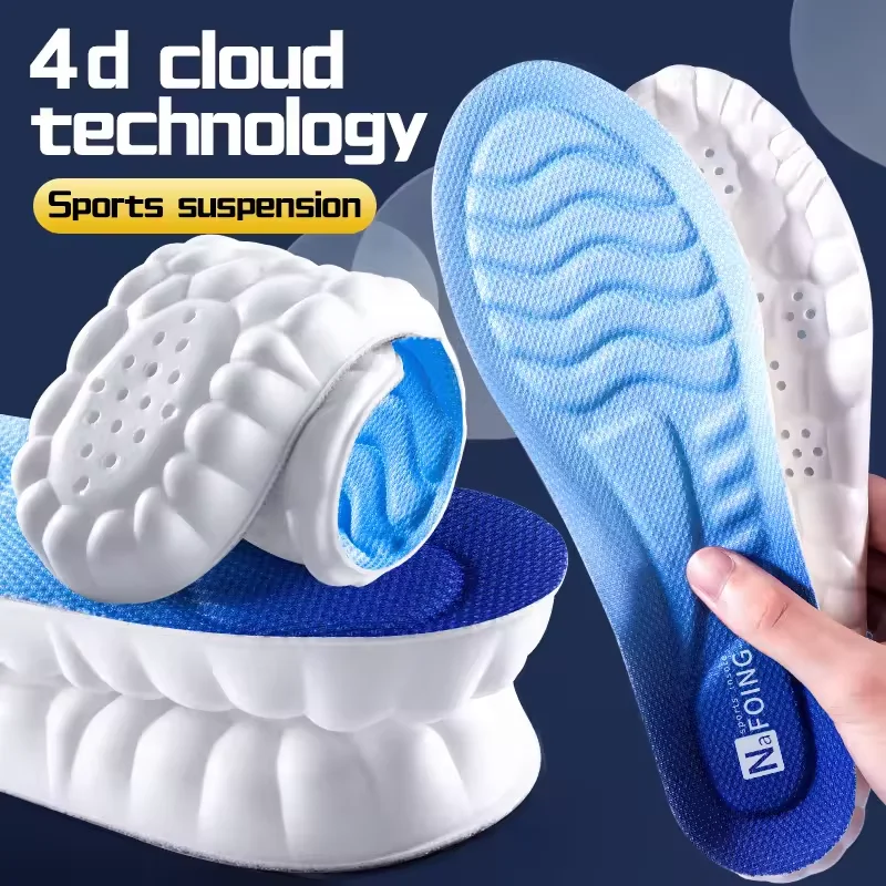 4D Cloud Technology Sport-Einlegesohlen für Schuhe, PU-Sohle, weich, atmungsaktiv, Stoßdämpfung, Kissen, Laufen, orthopädische Pflege-Einlegesohlen Image