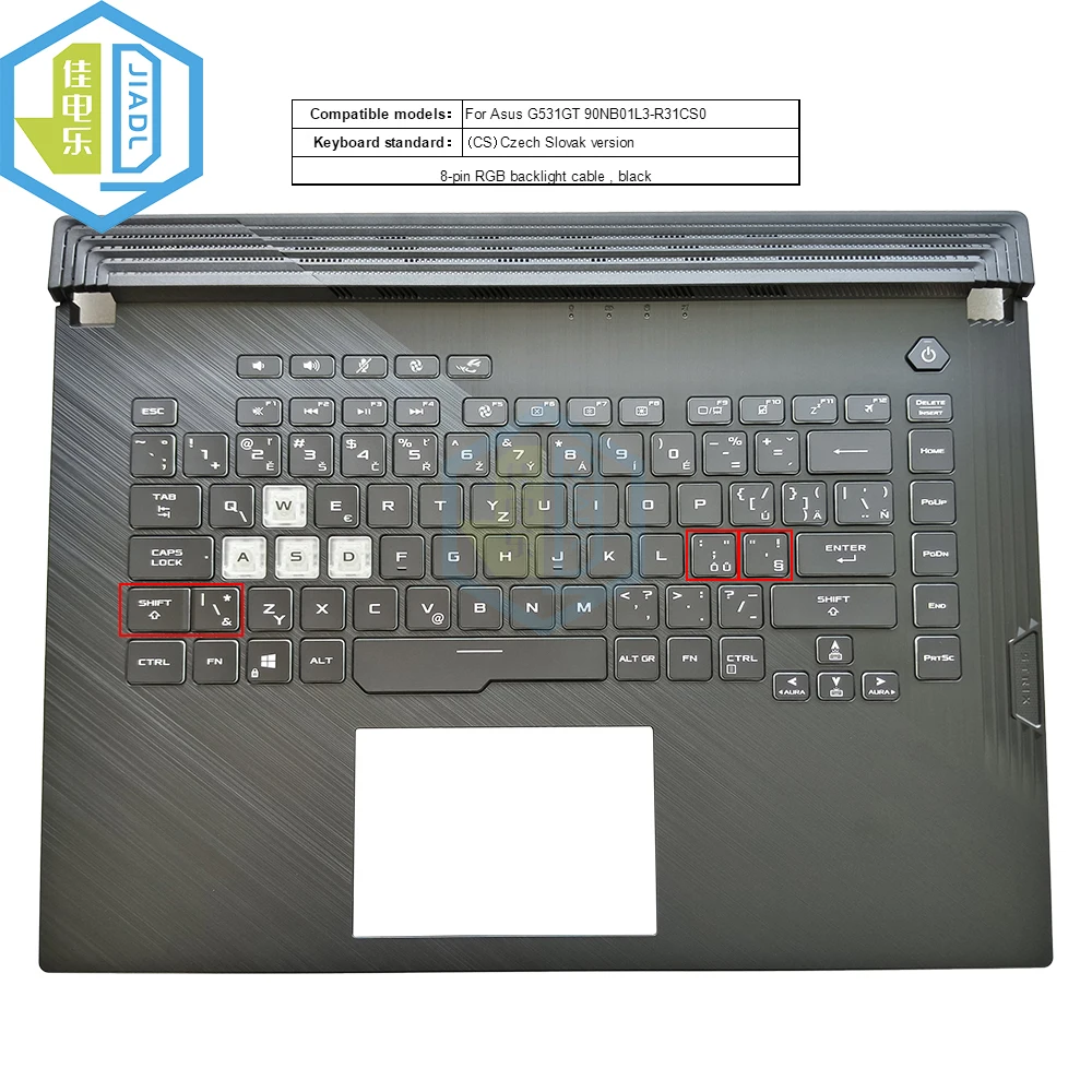 Original SP UK TR HU CZ PO LA 8PIN RGB hintergrundbeleuchtung laptop tastatur Topcase Palmrest Für Asus G531GT G531 Tastaturen Shell Image