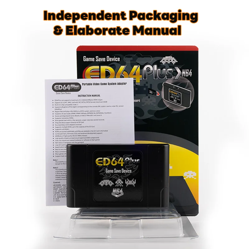 340-in-1-Spielkarte für ED64 Plus 64 Bit mit Einzelhandelsverpackung für N64-Videospielkonsole, NTSC und PAL-Spielkassette Image