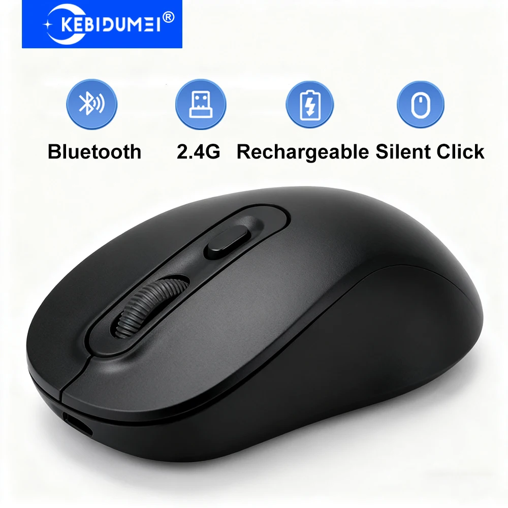 Dual Modus Maus Bluetooth Maus 2,4G Drahtlose Maus Gaming Maus Wiederaufladbare Maus Büro Stille Klicken Mäuse Für Laptop Macbook Image