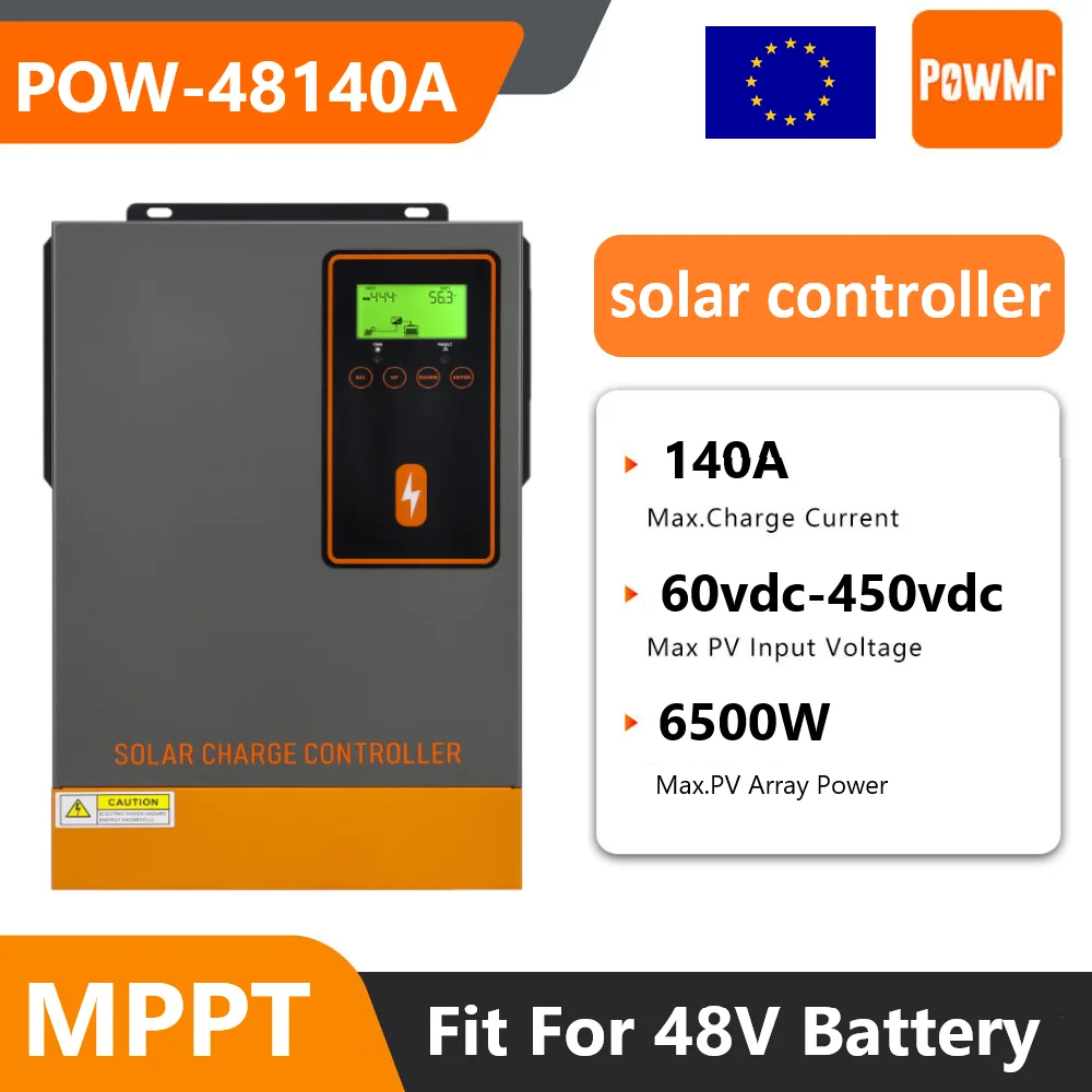 PowMr MPPT 10A-140A Solarladeregler LCD-Display passend für GEL FLD AGM LI SLA Batterie 48V System mit Max.PV 500V Controller Image