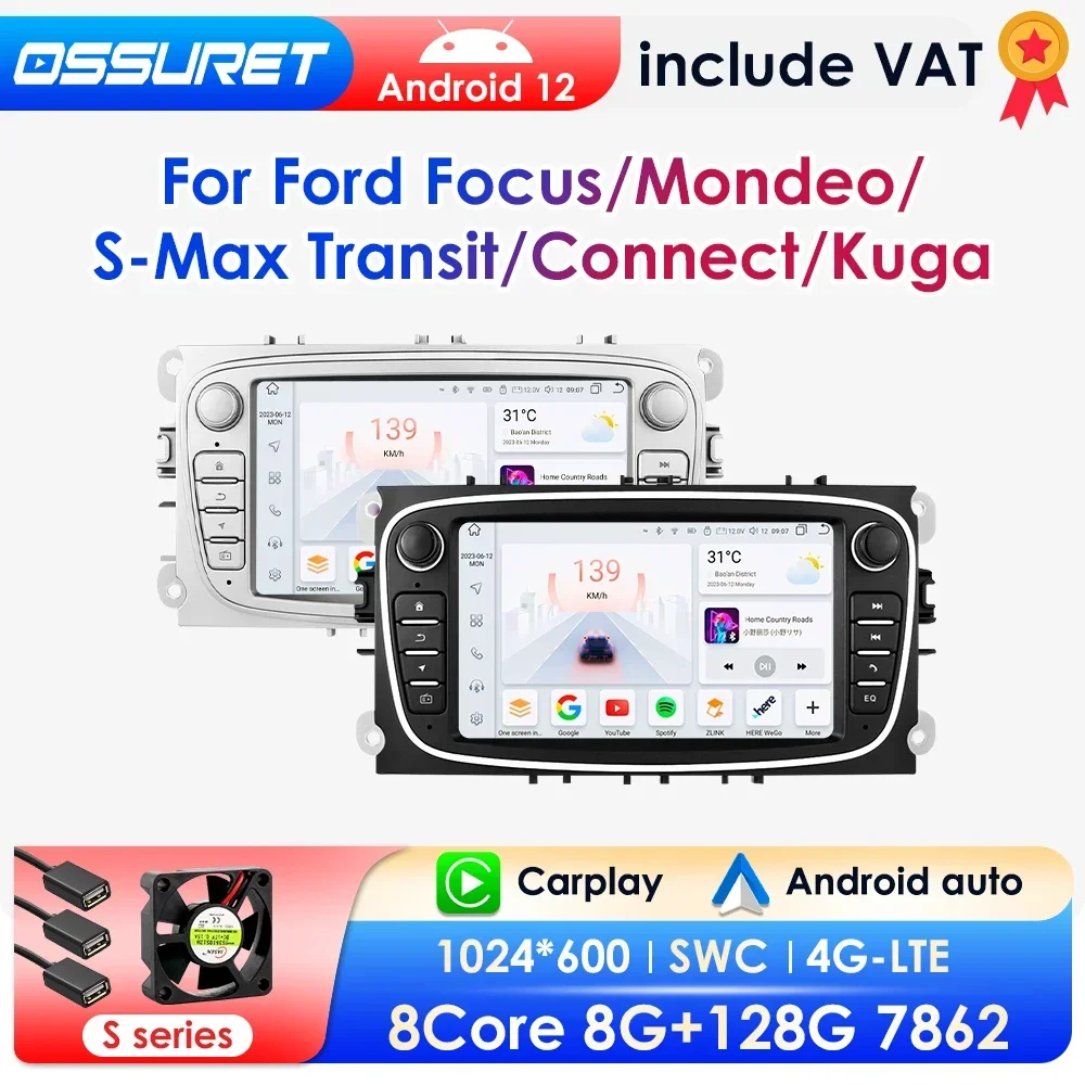 Android 12 keine DVD für Ford/Focus/S-Max/Mondeo 9/Galaxyc-Max Autoradio Multimedia Video Player Navigation GPS Carplay Image