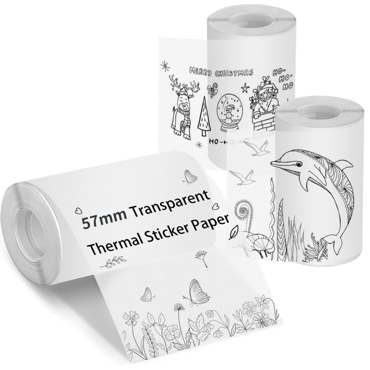 Transparentes selbst klebendes Thermopapier, glänzendes Drucker papier für tragbare Mini drucker, 57mm x 25mm, für die meisten Taschen drucker Image