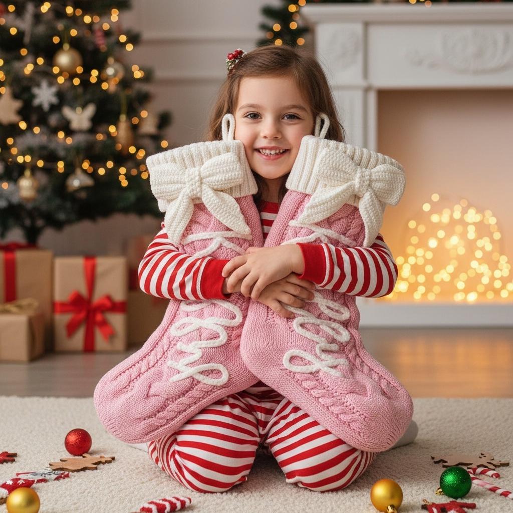 calza di Natale per bambina, calza di Natale per bambini, calza di Natale rosa, prima calza di Natale per bambina, calza di Natale per bambina