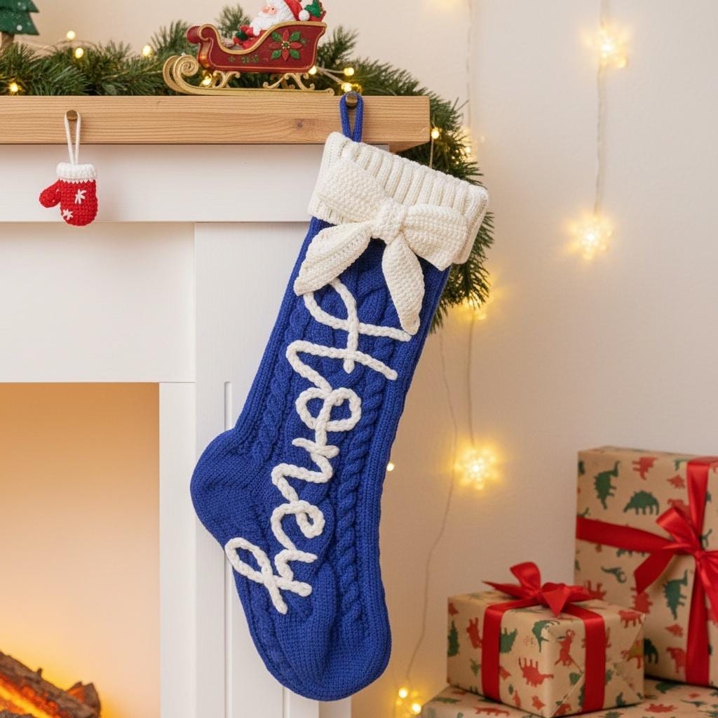 calza di Natale per neonato, calza di Natale per bambini, calza di Natale blu, calza di Natale per neonato, calza di Natale per bambina