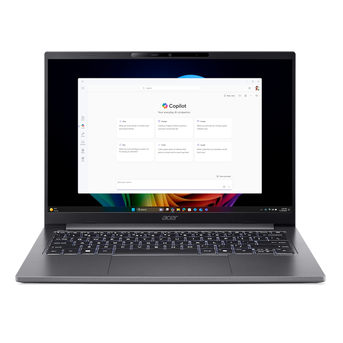 Acer TravelMate X4 (Steel Gray, 14" WUXGA, Intel® Core™ Ultra 7 258V, 32 GB RAM, 8 TB SSD) mit Windows 11 Pro & Office 2024 Pro Image