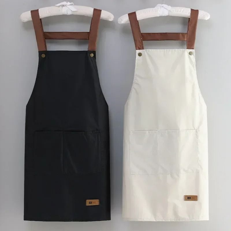 Waterproof Oil Resistant Kitchen Apron For Cooking And Household Use beige