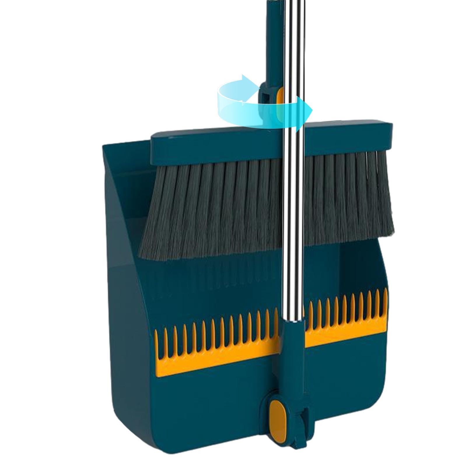 Fold Able Broom And Dustpan Set, Household Sweeping Tool, Rotating, Small Size For Hair And Garbage Cleaning white