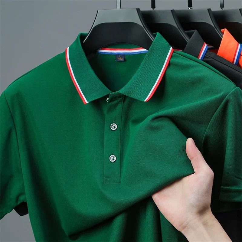Mens Casual Short Sleeve Polo Shirt For Summer Comfort l lake Blue