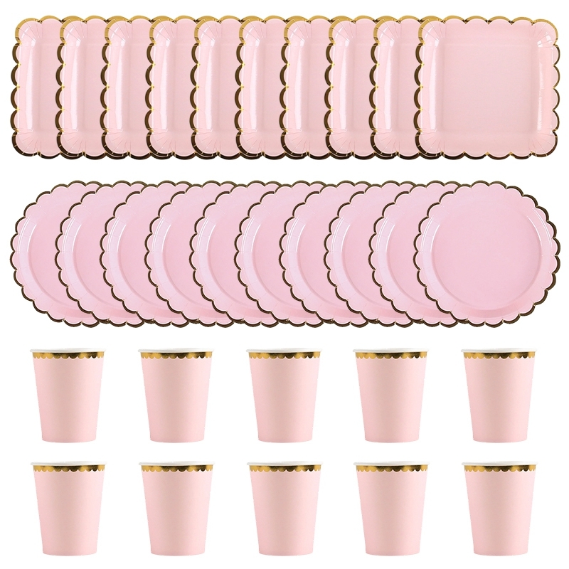 Solid Color Disposable Tableware, Pink Blue Paper Plate Cup Set, Baby Shower Wedding Party Decor, Birthday Supplies 10pcs Yellow Cup